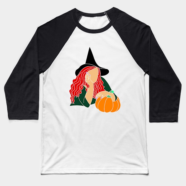 Witch pumpkin Baseball T-Shirt by candelanieto